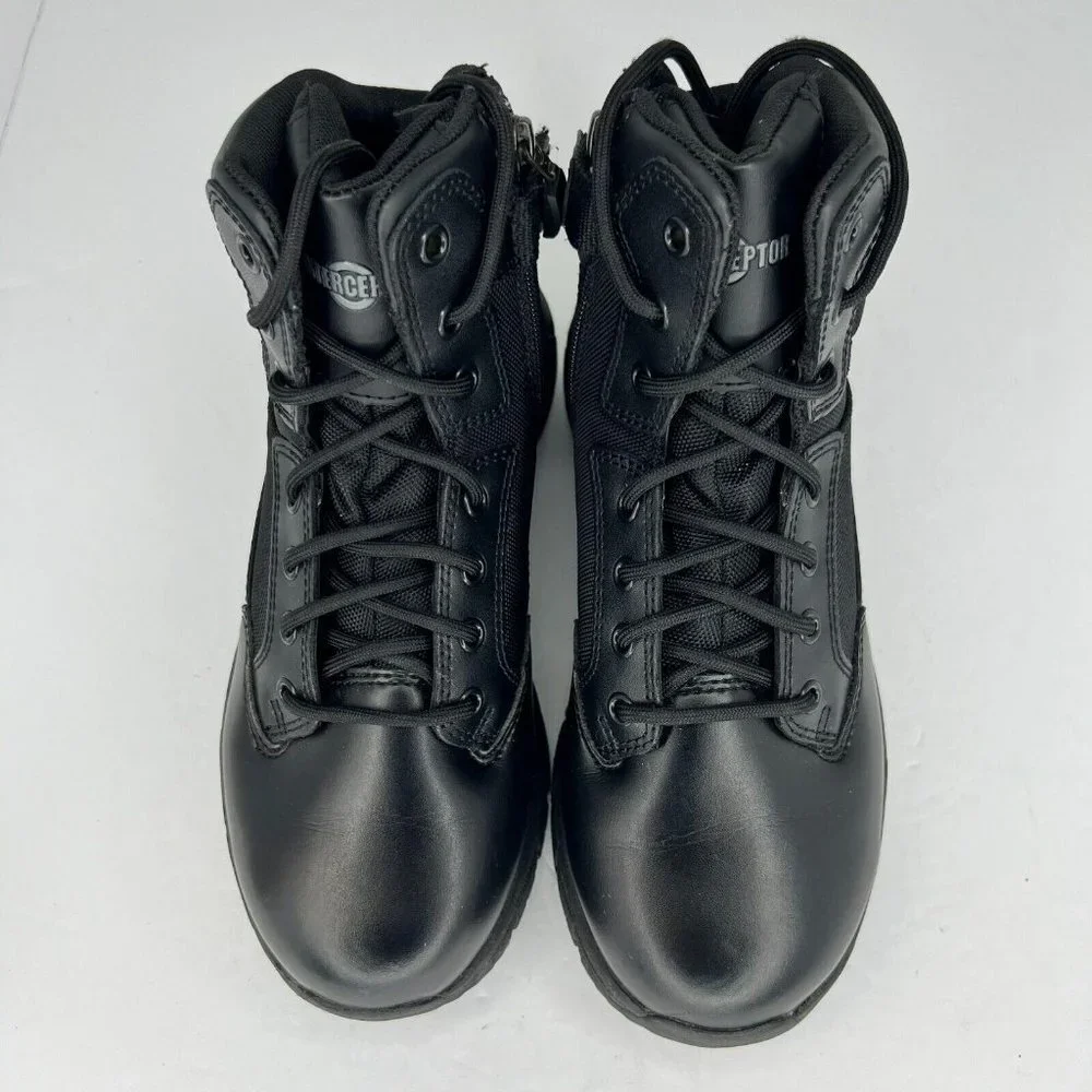 Interceptor Mens MNIN48DP001 Black Leather Mid Lace Up Size 7.5 Combat Boots